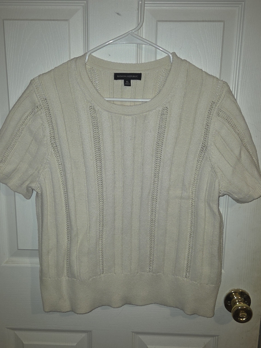 Banana Republic Cream Short-Sleeve Knit Sweater